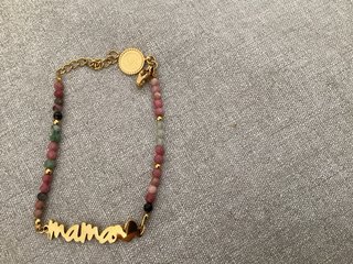 Pulsera Mama Corazón Tourmaline Acero baño Oro