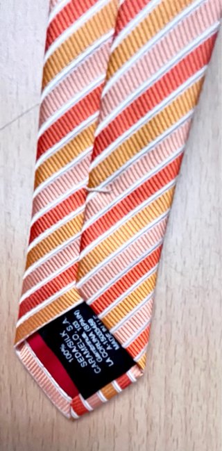Corbata CARAMELO rayas rojas y amarillas