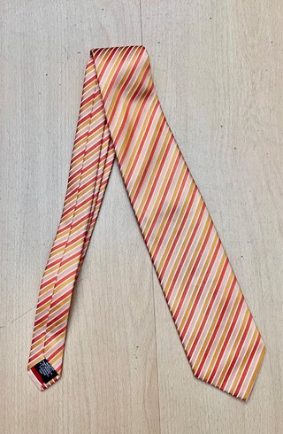 Corbata CARAMELO rayas rojas y amarillas