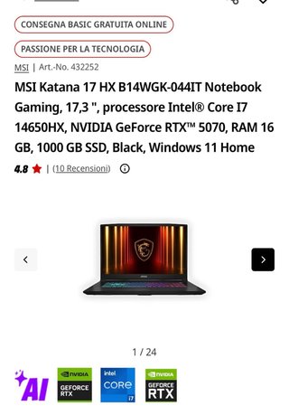 MSI Katana 17 HX B14WGK-044IT RTX 5070