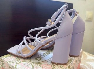 Tacones Lila Cuerdas Tacón Ancho Talla 38