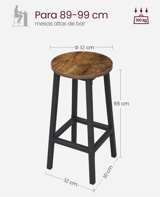 Juego de 2 taburetes madera y metal
