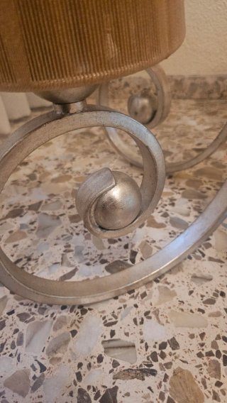 Lámpara vintage plata y beige