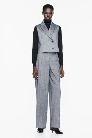 Traje Zara Chaleco y Pantalón Gris-Blue