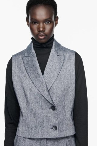 Traje Zara Chaleco y Pantalón Gris-Blue