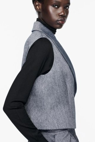 Traje Zara Chaleco y Pantalón Gris-Blue