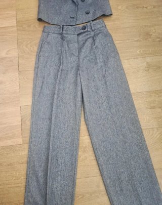 Traje Zara Chaleco y Pantalón Gris-Blue