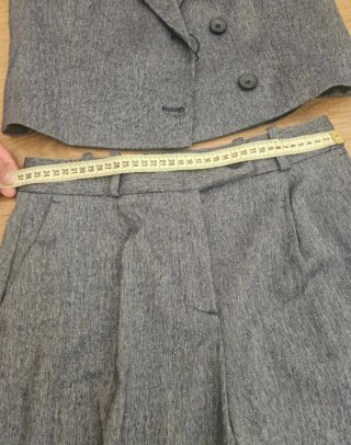 Traje Zara Chaleco y Pantalón Gris-Blue