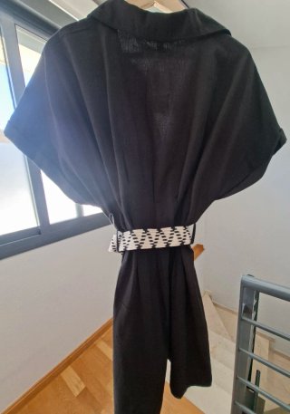 Vestido H&M Lino Botones Cinturón Talla M