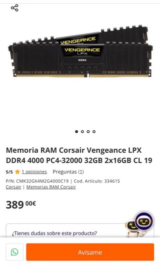 RAM Vengeance LPX DDR4 32GB (2x16GB) 4000MHz