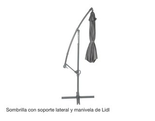 Sombrilla de exterior gris con soporte lateral