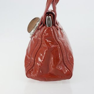 Miu Miu Hand Bag Patent leather Orange Silver
