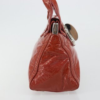 Miu Miu Hand Bag Patent leather Orange Silver