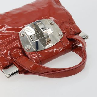 Miu Miu Hand Bag Patent leather Orange Silver