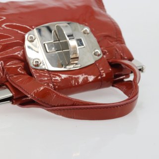 Miu Miu Hand Bag Patent leather Orange Silver