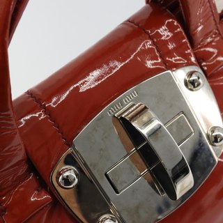 Miu Miu Hand Bag Patent leather Orange Silver