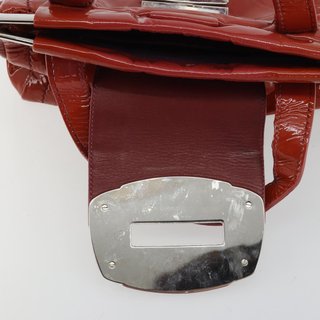 Miu Miu Hand Bag Patent leather Orange Silver