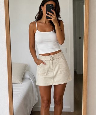 Falda vaquera beige