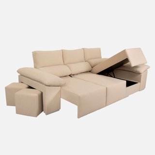 Chaiselongue PALMA - Color Principal : Lino Grace - Cream, Medidas: 270 cm, Orientación Chaiselongue: Derecha