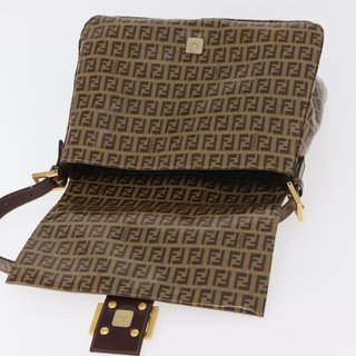 FENDI Zucchino Canvas Mamma Baguette Shoulder Bag