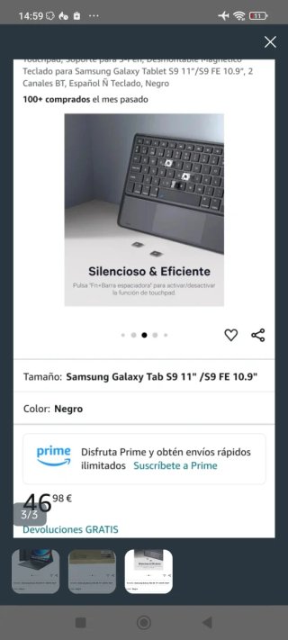 Teclado Samsung Galaxy Tab S9 11 Negro