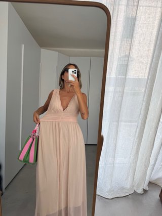 Abito lungo rosa antico da cerimonia
