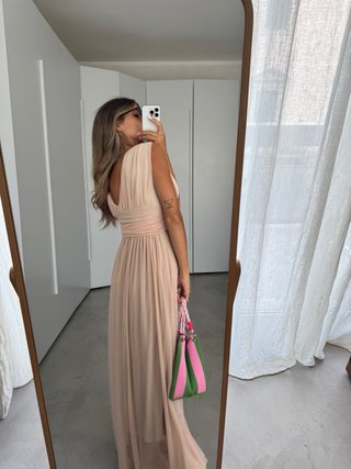 Abito lungo rosa antico da cerimonia
