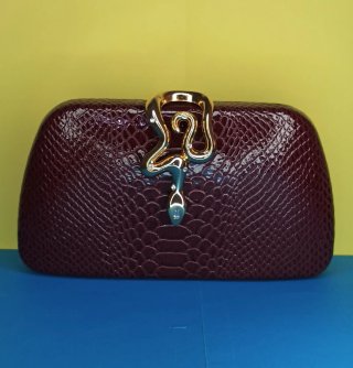 Bolso de mano piel vegana burdeos cierre serpiente