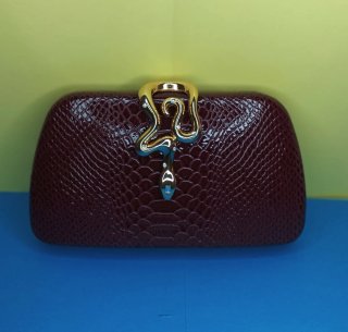 Bolso de mano piel vegana burdeos cierre serpiente
