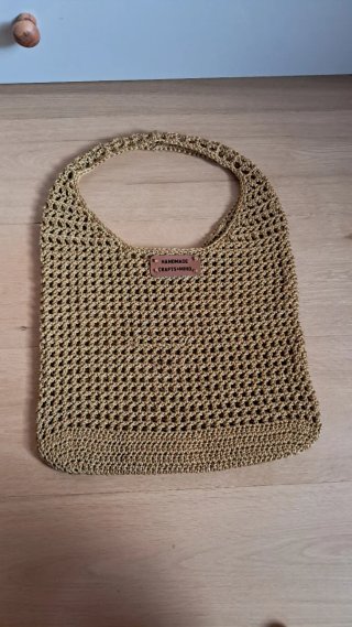 Borsa uncinetto a rete color oro