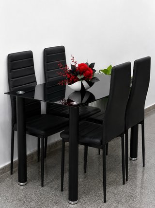 Mesa Comedor Moderna Negra con Sillas