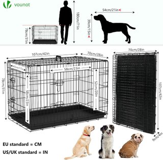 VOUNOT jaula perros plegable doble puerta