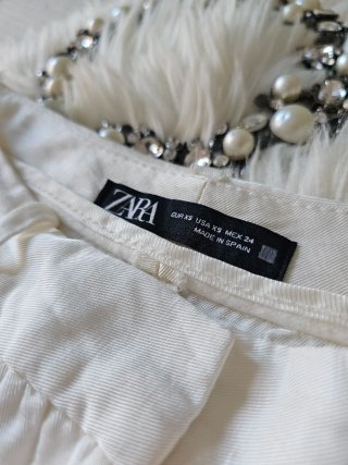 Pantalón Lino Zara Blanco