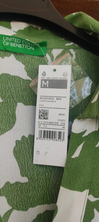 Abito Benetton verde fantasia floreale viscosa