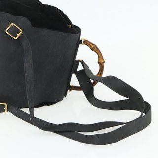GUCCI Bamboo Backpack Suede Black Gold 003 2058