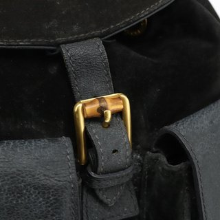 GUCCI Bamboo Backpack Suede Black Gold 003 2058