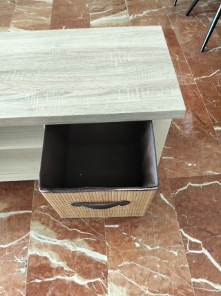 Mueble TV madera y mimbre