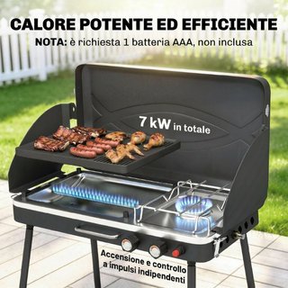 Barbacoa de gas propano portátil 2 en 1 con parril