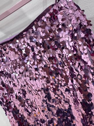 Vestido lentejuelas morado y rosa