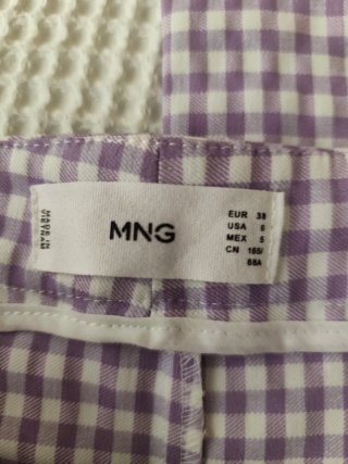 Pantalón largo cuadros malva