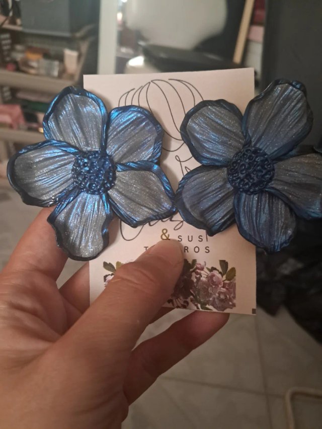 Pendientes flor arcilla polimérica grandes