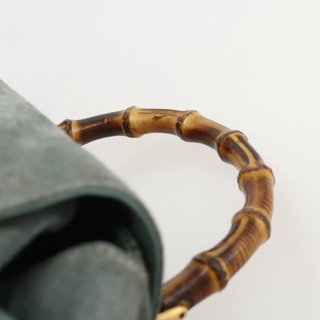 GUCCI Bamboo Backpack Suede Green Gold Auth
