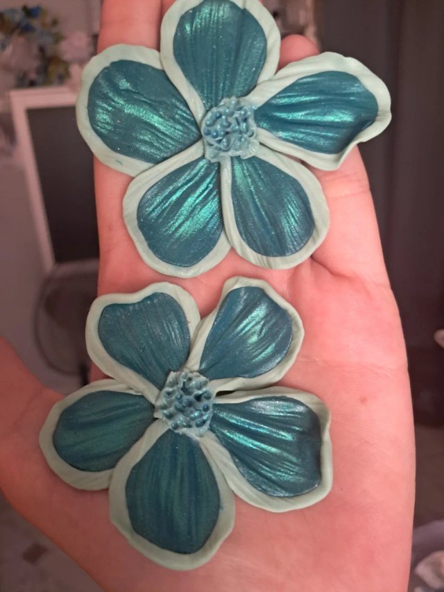 Pendientes grandes flor arcilla polimerica