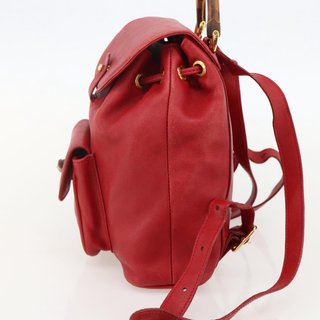 GUCCI Bamboo Backpack Leather Red Gold 003 2852