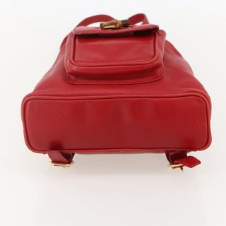 GUCCI Bamboo Backpack Leather Red Gold 003 2852