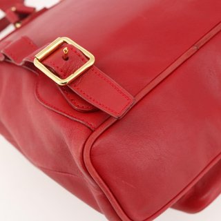 GUCCI Bamboo Backpack Leather Red Gold 003 2852