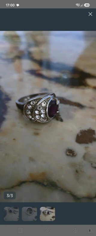 Anillo grande morado y plateado