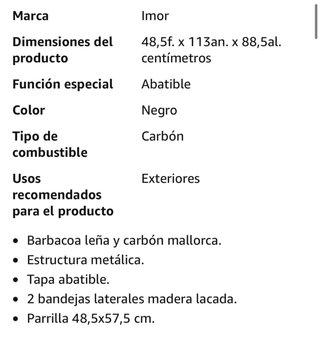 Barbacoa Negra con Laterales de Madera