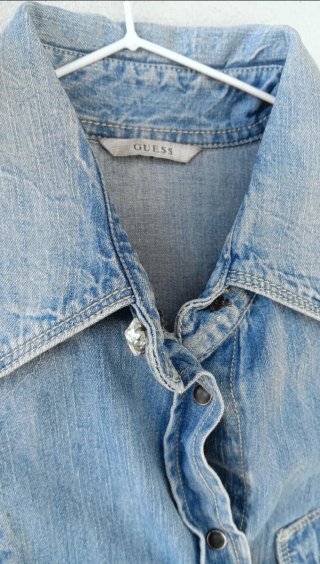 Camicia jeans donna Guess, tg XS, blu, 100% cotone