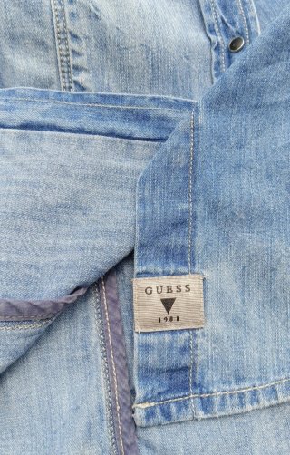 Camicia jeans donna Guess, tg XS, blu, 100% cotone